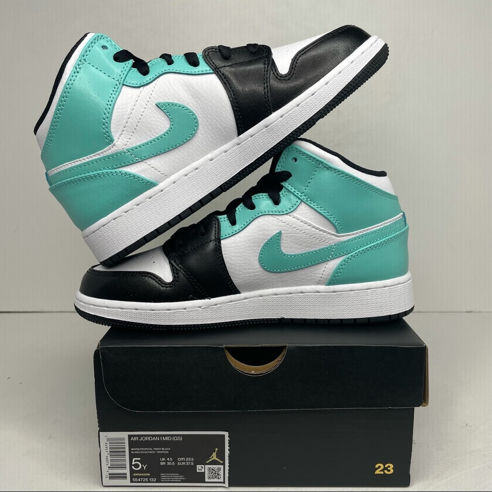 Nike Air Jordan 1 Retro Mid GS “Tropical Teal” NEW - Picture 2 of 4